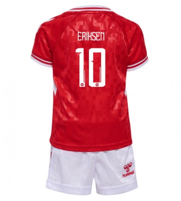 Dinamarca Christian Eriksen #10 Primera Equipación Niños Eurocopa 2024 Manga Corta (+ Pantalones cortos)